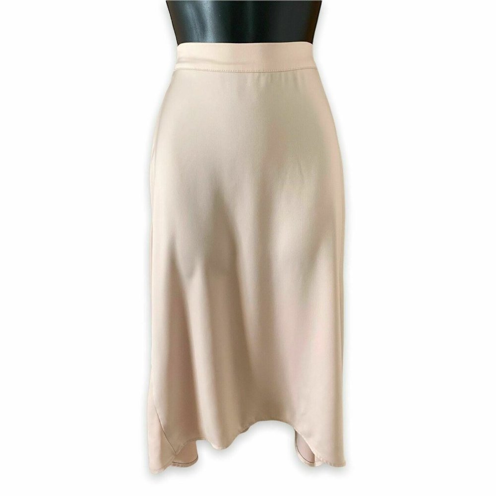Prologue A Line Midi Skirt Mid Rise Back Elastic Waist Beige Color Size XS Women